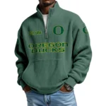 Oregon Ducks Men’s Waffle Knit Quarter Zip Sweatshirt Pullover Pocket