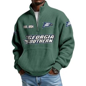 Georgia Southern Eagles Men’s Waffle Knit Quarter Zip Sweatshirt Pullover Pocket