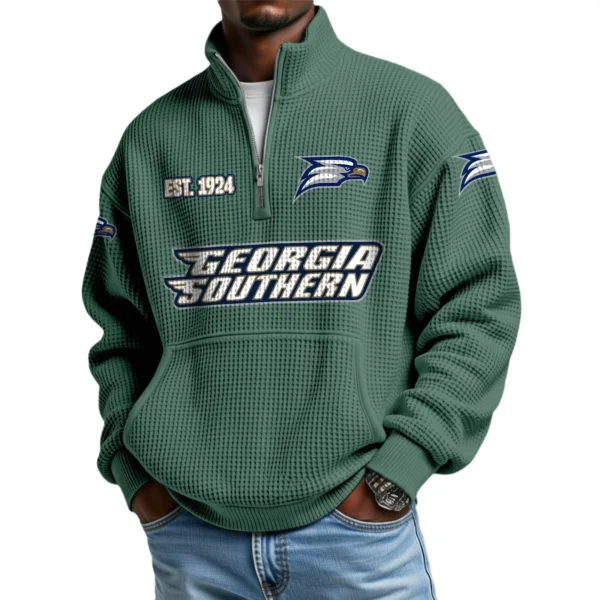 Georgia Southern Eagles Men’s Waffle Knit Quarter Zip Sweatshirt Pullover Pocket