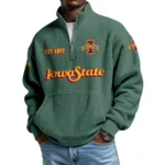 Iowa State Cyclones Men’s Waffle Knit Quarter Zip Sweatshirt Pullover Pocket