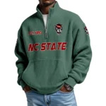 NC State Wolfpack Men’s Waffle Knit Quarter Zip Sweatshirt Pullover Pocket