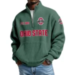 Ohio State Buckeyes Men’s Waffle Knit Quarter Zip Sweatshirt Pullover Pocket