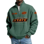 Oklahoma State Cowboys Men’s Waffle Knit Quarter Zip Sweatshirt Pullover Pocket