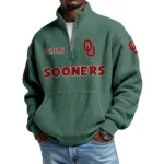 Oklahoma Sooners Men’s Waffle Knit Quarter Zip Sweatshirt Pullover Pocket
