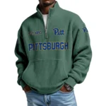 Pittsburgh Panthers Men’s Waffle Knit Quarter Zip Sweatshirt Pullover Pocket