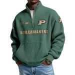 Purdue Boilermakers Men’s Waffle Knit Quarter Zip Sweatshirt Pullover Pocket