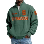 Syracuse Orange Men’s Waffle Knit Quarter Zip Sweatshirt Pullover Pocket