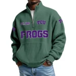 TCU Horned Frogs Men’s Waffle Knit Quarter Zip Sweatshirt Pullover Pocket