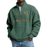 UCF Knights Men’s Waffle Knit Quarter Zip Sweatshirt Pullover Pocket