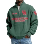 Houston Cougars Men’s Waffle Knit Quarter Zip Sweatshirt Pullover Pocket