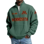 Minnesota Golden Gophers Men’s Waffle Knit Quarter Zip Sweatshirt Pullover Pocket