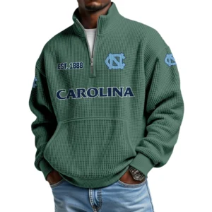 North Carolina Tar Heels Men’s Waffle Knit Quarter Zip Sweatshirt Pullover Pocket