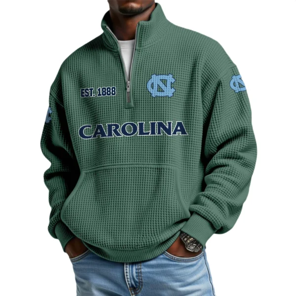 North Carolina Tar Heels Men’s Waffle Knit Quarter Zip Sweatshirt Pullover Pocket