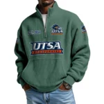 UTSA Roadrunners Men’s Waffle Knit Quarter Zip Sweatshirt Pullover Pocket