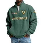 Vanderbilt Commodores Men’s Waffle Knit Quarter Zip Sweatshirt Pullover Pocket