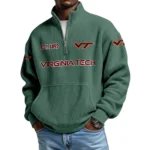 Virginia Tech Hokies Men’s Waffle Knit Quarter Zip Sweatshirt Pullover Pocket