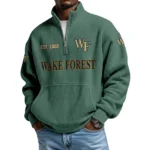 Wake Forest Demon Deacons Men’s Waffle Knit Quarter Zip Sweatshirt Pullover Pocket