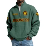 Western Michigan Broncos Men’s Waffle Knit Quarter Zip Sweatshirt Pullover Pocket