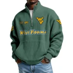 West Virginia Mountaineers Men’s Waffle Knit Quarter Zip Sweatshirt Pullover Pocket