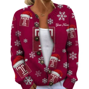 Temple Owls Womens Knit Sweater Limited Personalize Name