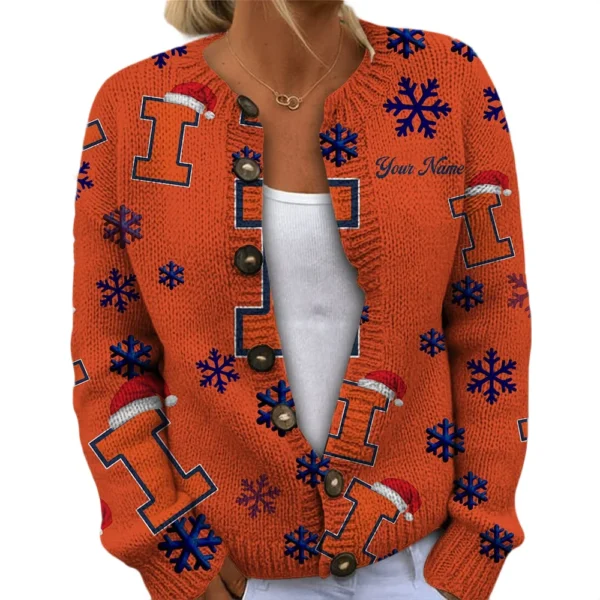 Illinois Fighting Illini Womens Knit Sweater Limited Personalize Name