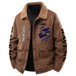 Baltimore Ravens Men's Sherpa Collar Casual Jacket Button Front Casual Outerwear