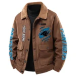 Carolina Panthers Mens Sherpa Collar Casual Jacket Button Front Casual Outerwear