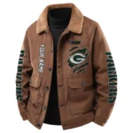 Green Bay Packers Men's Sherpa Collar Casual Jacket Button Front Casual Outerwear