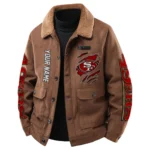 San Francisco 49ers Men's Sherpa Collar Casual Jacket Button Front Casual Outerwear