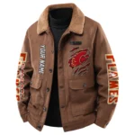 Calgary Flames Men's Sherpa Collar Casual Jacket Button Front Casual Outerwear