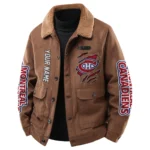 Montreal Canadiens Men's Sherpa Collar Casual Jacket Button Front Casual Outerwear