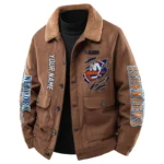 New York Islanders Men's Sherpa Collar Casual Jacket Button Front Casual Outerwear