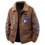 New York Rangers Men's Sherpa Collar Casual Jacket Button Front Casual Outerwear