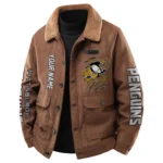 Pittsburgh Penguins Men's Sherpa Collar Casual Jacket Button Front Casual Outerwear
