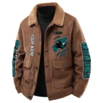 San Jose Sharks Men's Sherpa Collar Casual Jacket Button Front Casual Outerwear