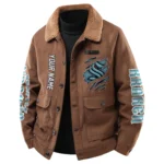 SeaKraken Men's Sherpa Collar Casual Jacket Button Front Casual Outerwear