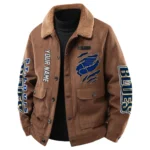 St. Louis Blues Men's Sherpa Collar Casual Jacket Button Front Casual Outerwear