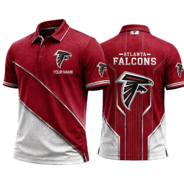 Atlanta Falcons Men’s Button Short Sleeve Polo Bottom Slit 2026 Limited Customize Name