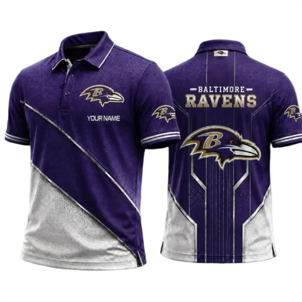 Baltimore Ravens Men’s Button Short Sleeve Polo Bottom Slit 2026 Limited Customize Name