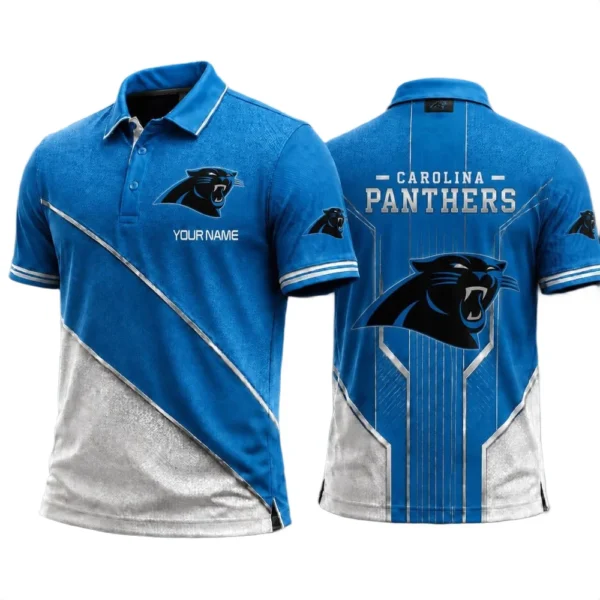 Carolina Panthers Men’s Button Short Sleeve Polo Bottom Slit 2026 Limited Customize Name