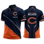 Chicago Bears Mens Button Short Sleeve Polo Bottom Slit Limited Personalize Name