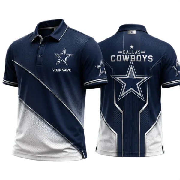 Dallas Cowboys Men’s Button Short Sleeve Polo Bottom Slit 2026 Limited Customize Name