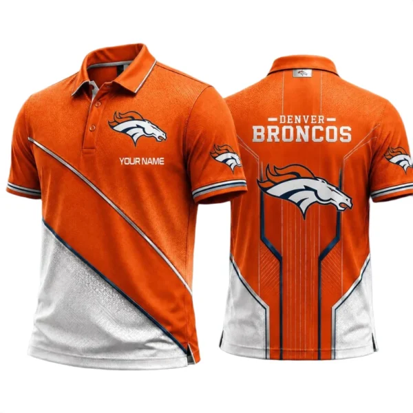 Denver Broncos Men’s Button Short Sleeve Polo Bottom Slit 2026 Limited Customize Name