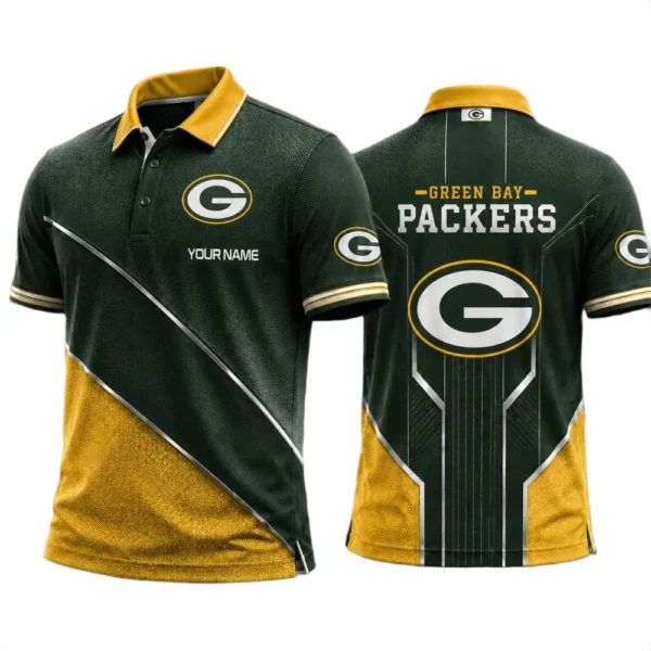 Green Bay Packers Men’s Button Short Sleeve Polo Bottom Slit 2026 Limited Customize Name