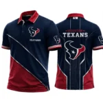 Houston Texans Men’s Button Short Sleeve Polo Bottom Slit 2026 Limited Customize Name