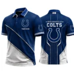 Indianapolis Colts Mens Button Short Sleeve Polo Bottom Slit Limited Personalize Name