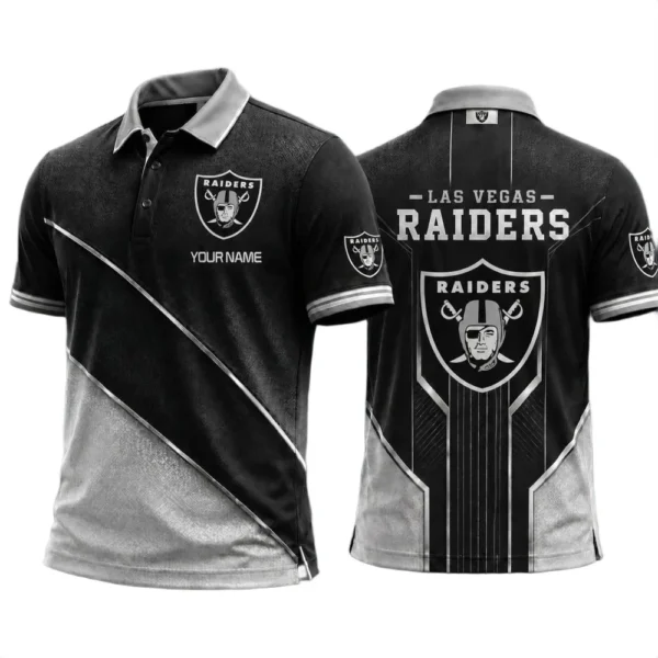 Las Vegas Raiders Men’s Button Short Sleeve Polo Bottom Slit 2026 Limited Customize Name