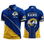 Los Angeles Rams Men’s Button Short Sleeve Polo Bottom Slit 2026 Limited Customize Name