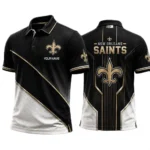 New Orleans Saints Men’s Button Short Sleeve Polo Bottom Slit 2026 Limited Customize Name