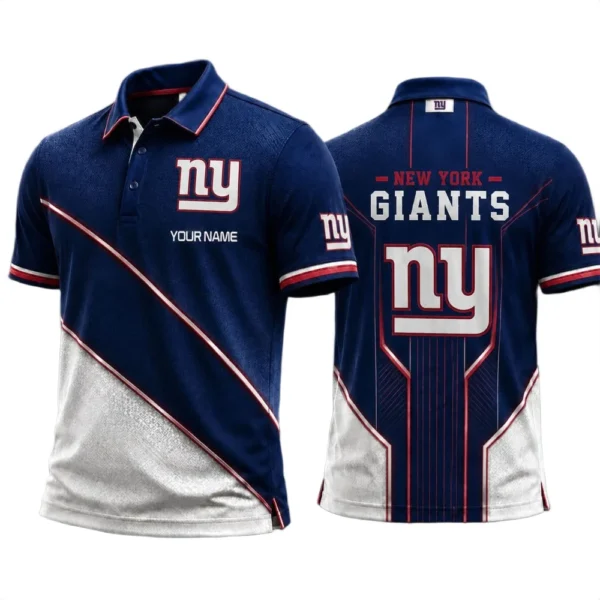 New York Giants Men’s Button Short Sleeve Polo Bottom Slit 2026 Limited Customize Name
